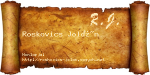 Roskovics Jolán névjegykártya